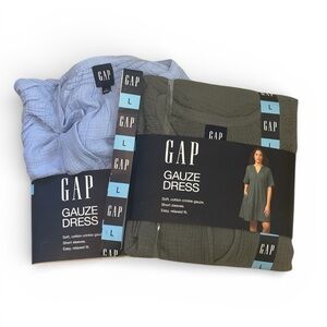 GAP Women’s Gauze Dresses - Light Blue and Gray Size L NWT Set of 2